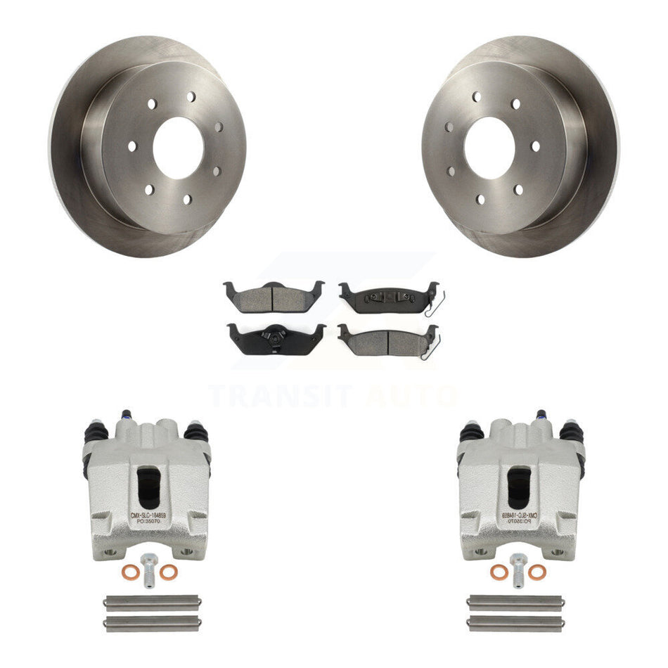 Rear Disc Brake Caliper Rotors And Semi-Metallic Pads Kit For 2004 Ford F-150 With 7 Lug Wheels KC8-100607S