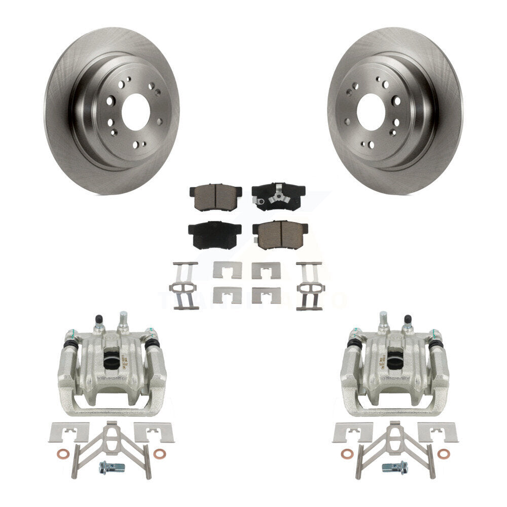 Rear Disc Brake Caliper Rotors And Ceramic Pads Kit For 2010-2011 Honda Accord Crosstour KC8-100609C by Transit Auto