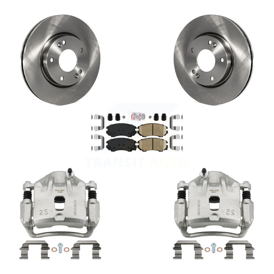 Front Disc Brake Caliper Rotors And Ceramic Pads Kit For 2012-2013 Kia Soul KC8-100618N