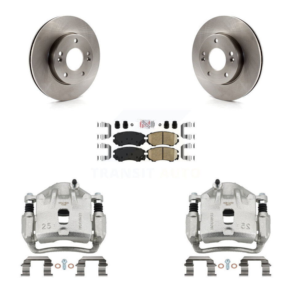 Front Disc Brake Caliper Rotors And Ceramic Pads Kit For 2010-2011 Kia Soul 1.6L KC8-100620N