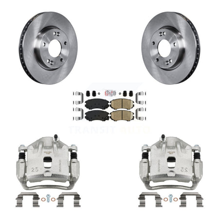 Front Disc Brake Caliper Rotors And Ceramic Pads Kit For 2010-2011 Kia Soul 2.0L KC8-100621N