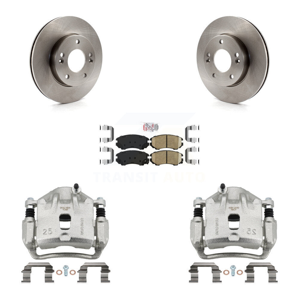 Front Disc Brake Caliper Rotors And Ceramic Pads Kit For 2010-2011 Kia Soul 1.6L KC8-100622N