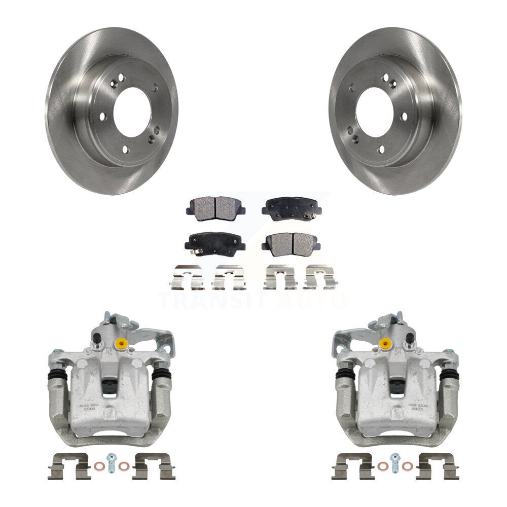 Rear Brake Caliper Rotor Semi-Metallic Pad Kit For Hyundai Elantra GT Kia Forte Veloster KC8-100622P