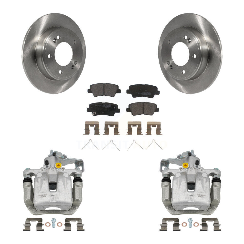 Rear Brake Caliper Rotors Semi-Metallic Pad Kit For Kia Forte Hyundai Forte5 Veloster GT KC8-100623P
