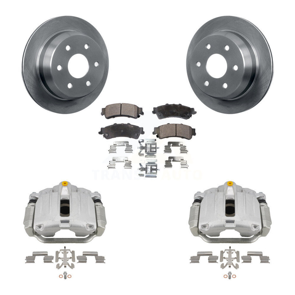 Rear Brake Caliper Rotor & Semi-Metallic Pad Kit For Chevrolet GMC Silverado 1500 Sierra KC8-100624P