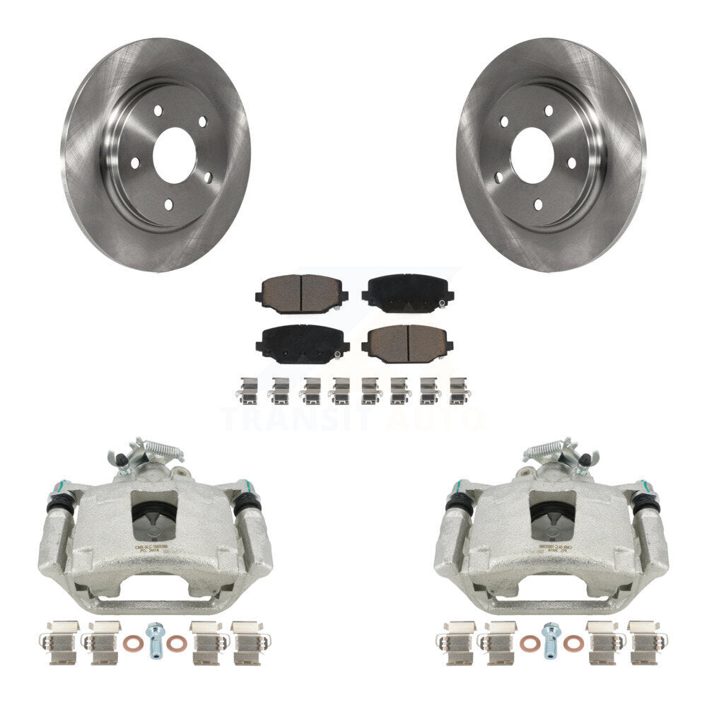 Rear Disc Brake Caliper Rotors And Ceramic Pads Kit For 2017-2018 Dodge Grand Caravan With Single Piston Front KC8-100625C by Transit Auto