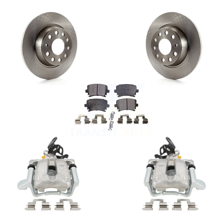 Rear Disc Brake Caliper Rotors And Semi-Metallic Pads Kit For 2009 Volkswagen Jetta GLI With 286mm Diameter Rotor KC8-100629P by Transit Auto