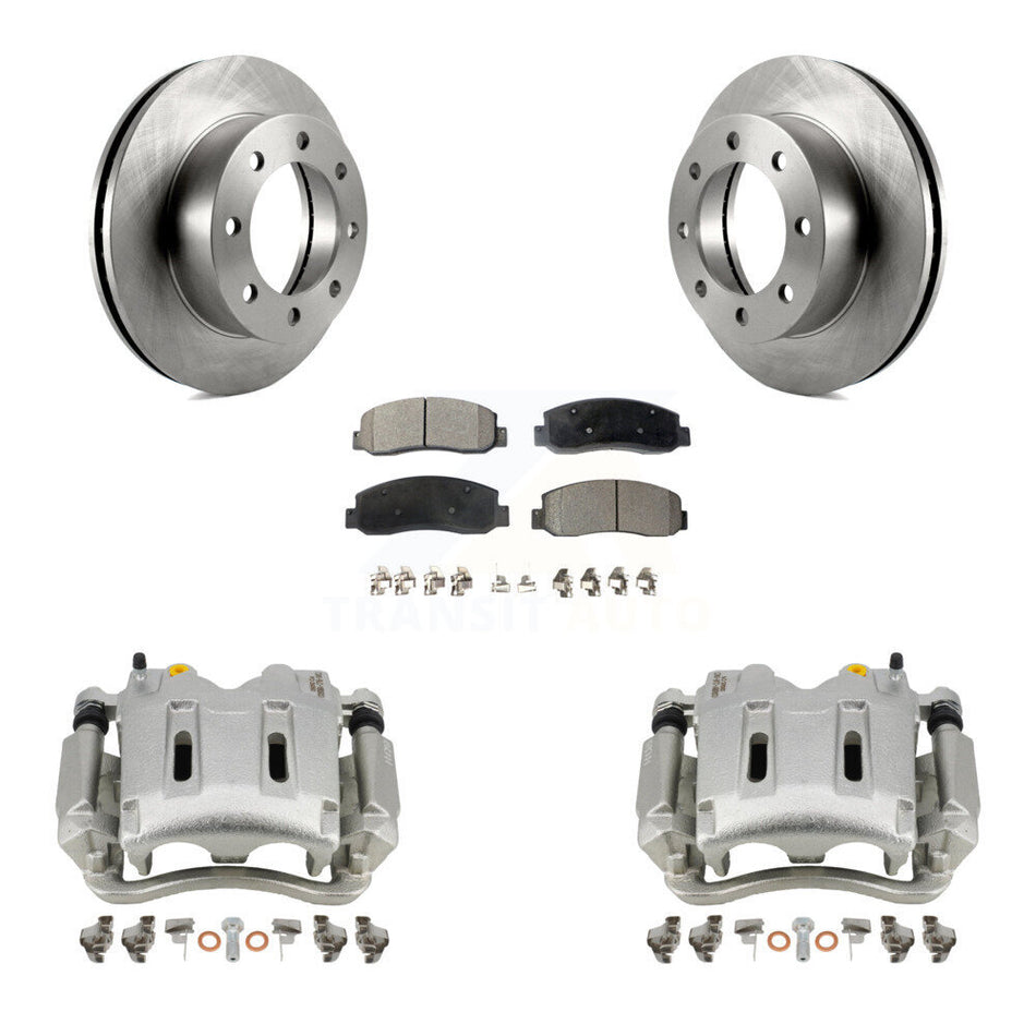 Front Disc Brake Caliper Rotors And Ceramic Pads Kit For Ford F-250 Super Duty F-350 KC8-100633T