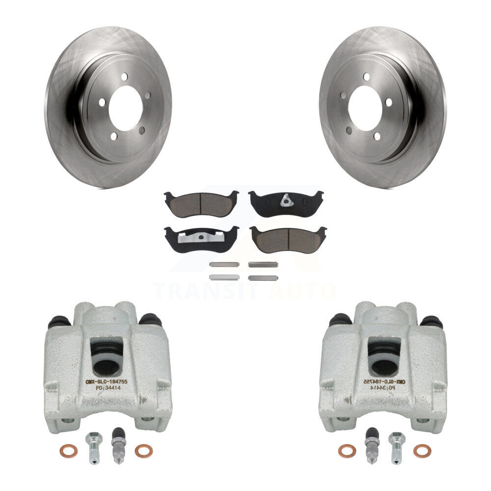 Rear Disc Brake Caliper Rotors And Ceramic Pads Kit For Ford Explorer Mercury Mountaineer KC8-100634C by Transit Auto