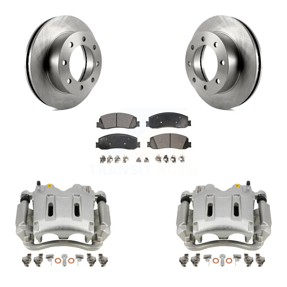 Front Disc Brake Caliper Rotors And Ceramic Pads Kit For Ford F-350 Super Duty F-250 4WD KC8-100634T