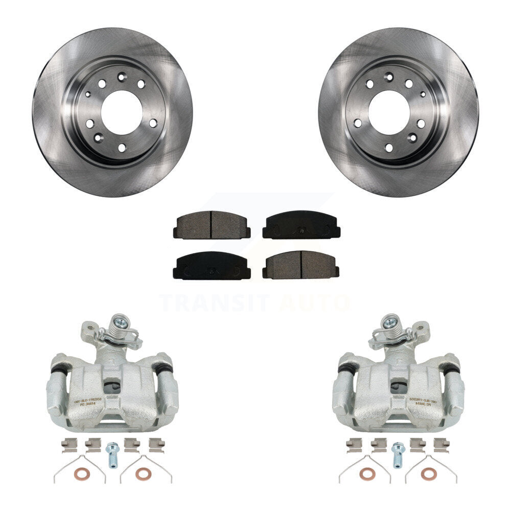 Rear Disc Brake Caliper Rotors And Semi-Metallic Pads Kit For 2003-2005 Mazda 6 KC8-100635S by Transit Auto