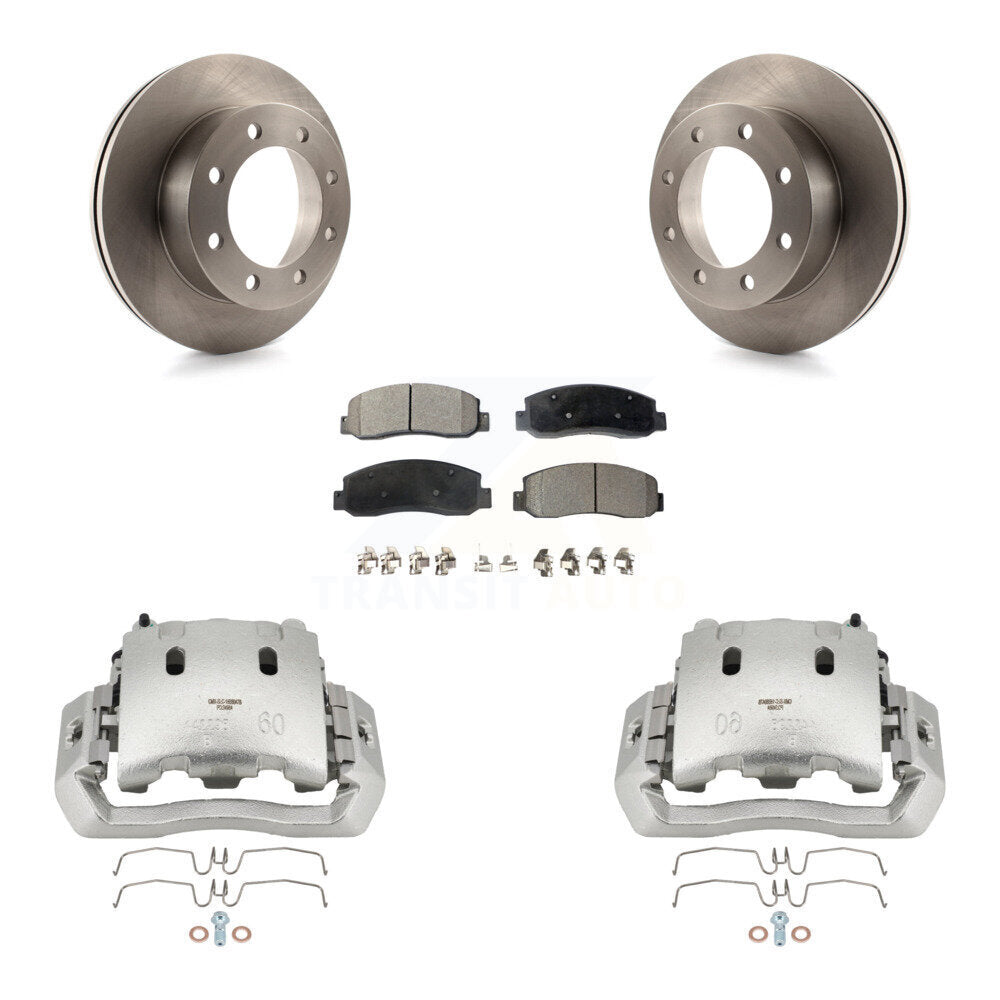 Front Brake Caliper Rotor Ceramic Pad Kit For 2010 Ford F-450 Super Duty Crew Cab Pickup KC8-100635T