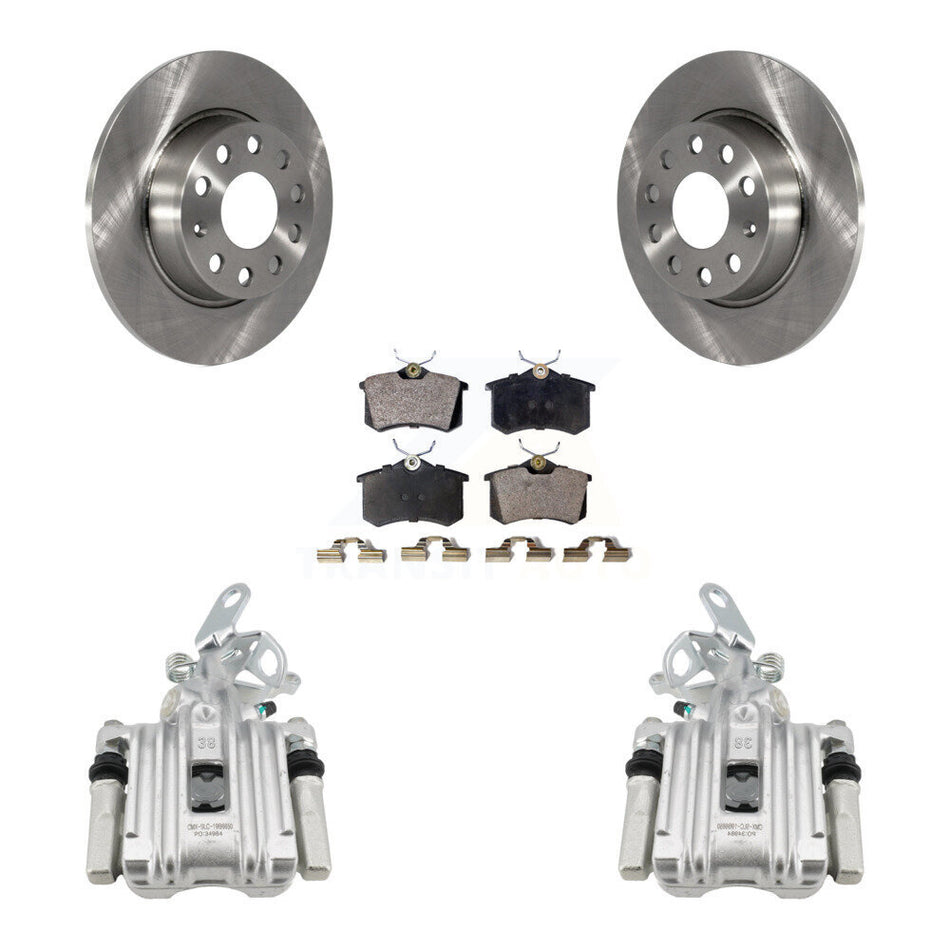 Rear Disc Brake Caliper Rotors Semi-Metallic Pad Kit For 2010-2013 Audi A3 DIESEL engine KC8-100644P