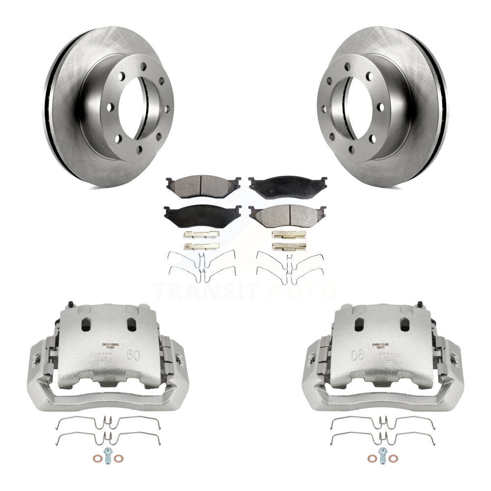 Front Brake Caliper Rotors & Ceramic Pad Kit For Ford F-450 Super Duty With 8 Lug Wheels KC8-100646T