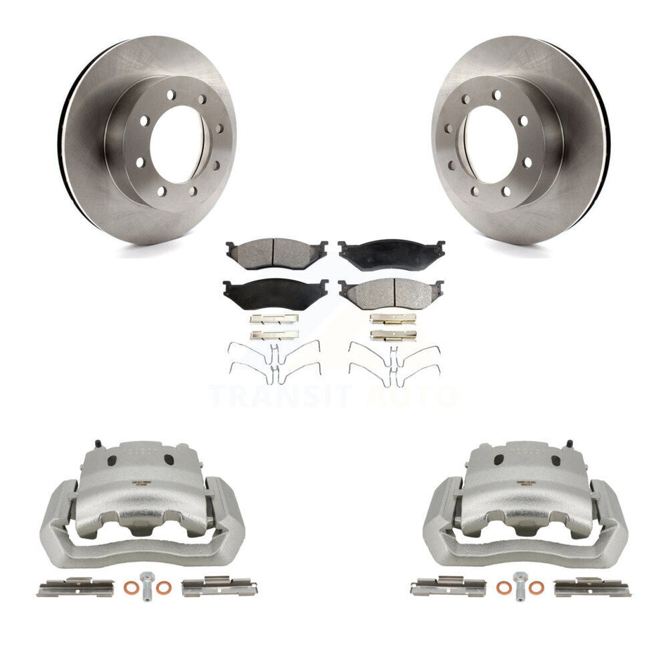 Front Disc Brake Caliper Rotors And Ceramic Pads Kit For Ford E-550 Super Duty Econoline KC8-100647T