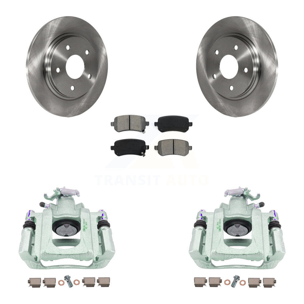 Rear Disc Brake Caliper Rotors And Semi-Metallic Pads Kit For Chrysler Town & Country Dodge Grand Caravan Volkswagen Routan Ram C/V KC8-100648S by Transit Auto