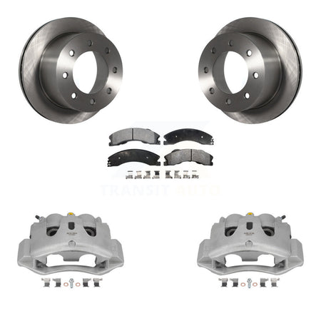 Rear Disc Brake Caliper Rotor And Semi-Metallic Pad Kit For GMC Sierra 3500 HD Chevrolet KC8-100651P