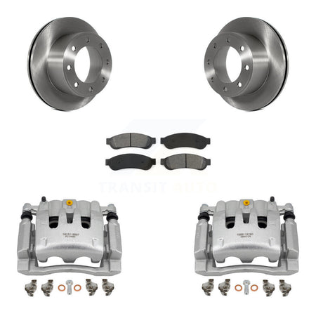 Rear Disc Brake Caliper Rotors And Semi-Metallic Pad Kit For Ford F-250 Super Duty F-350 KC8-100651S