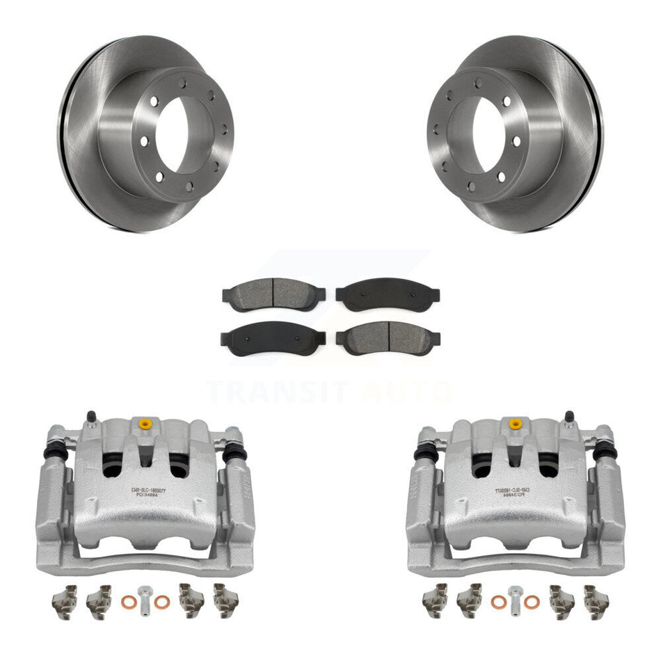 Rear Disc Brake Caliper Rotors And Semi-Metallic Pad Kit For Ford F-250 Super Duty F-350 KC8-100651S