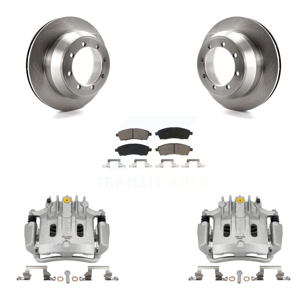Rear Brake Caliper Rotor Ceramic Pad Kit For Ford F-350 Super Duty With Dual Wheels KC8-100652C