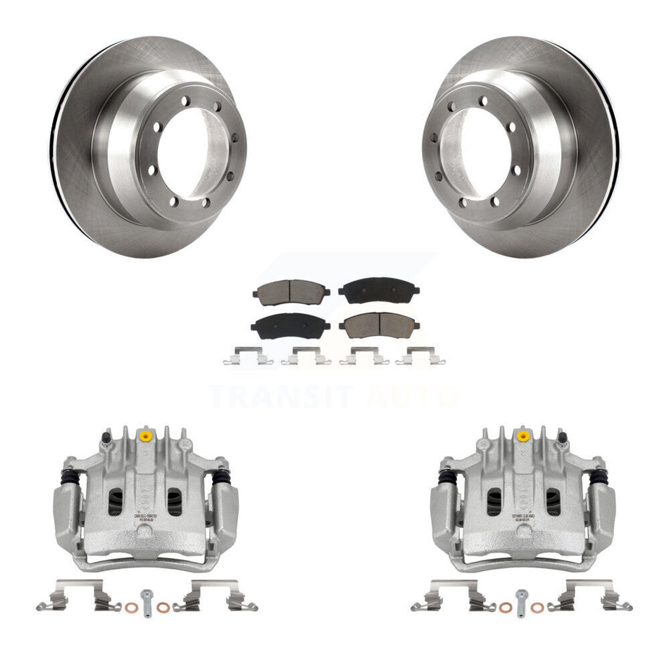 Rear Brake Caliper Rotor Ceramic Pad Kit For Ford F-350 Super Duty With Dual Wheels KC8-100652C