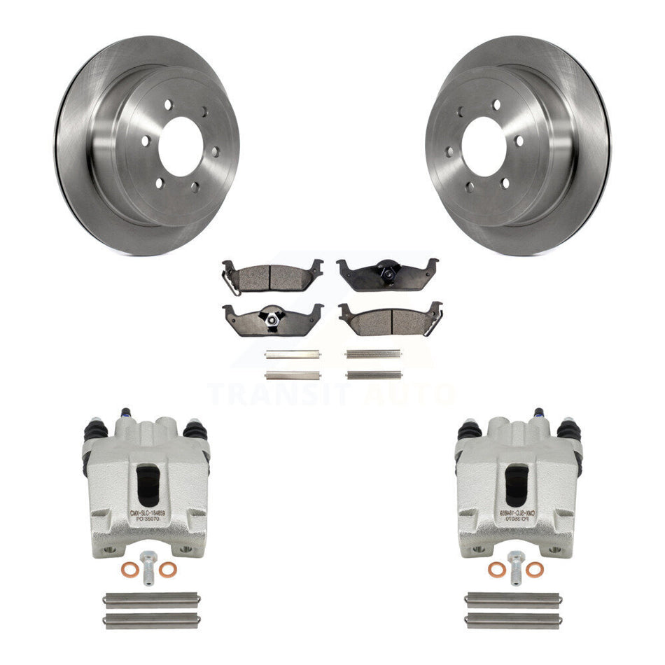 Rear Disc Brake Caliper Rotors And Semi-Metallic Pads Kit For Ford F-150 Lincoln Mark LT KC8-100652P