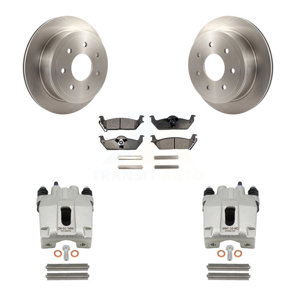 Rear Disc Brake Caliper Rotors And Semi-Metallic Pads Kit For Ford F-150 Lincoln Mark LT KC8-100653P