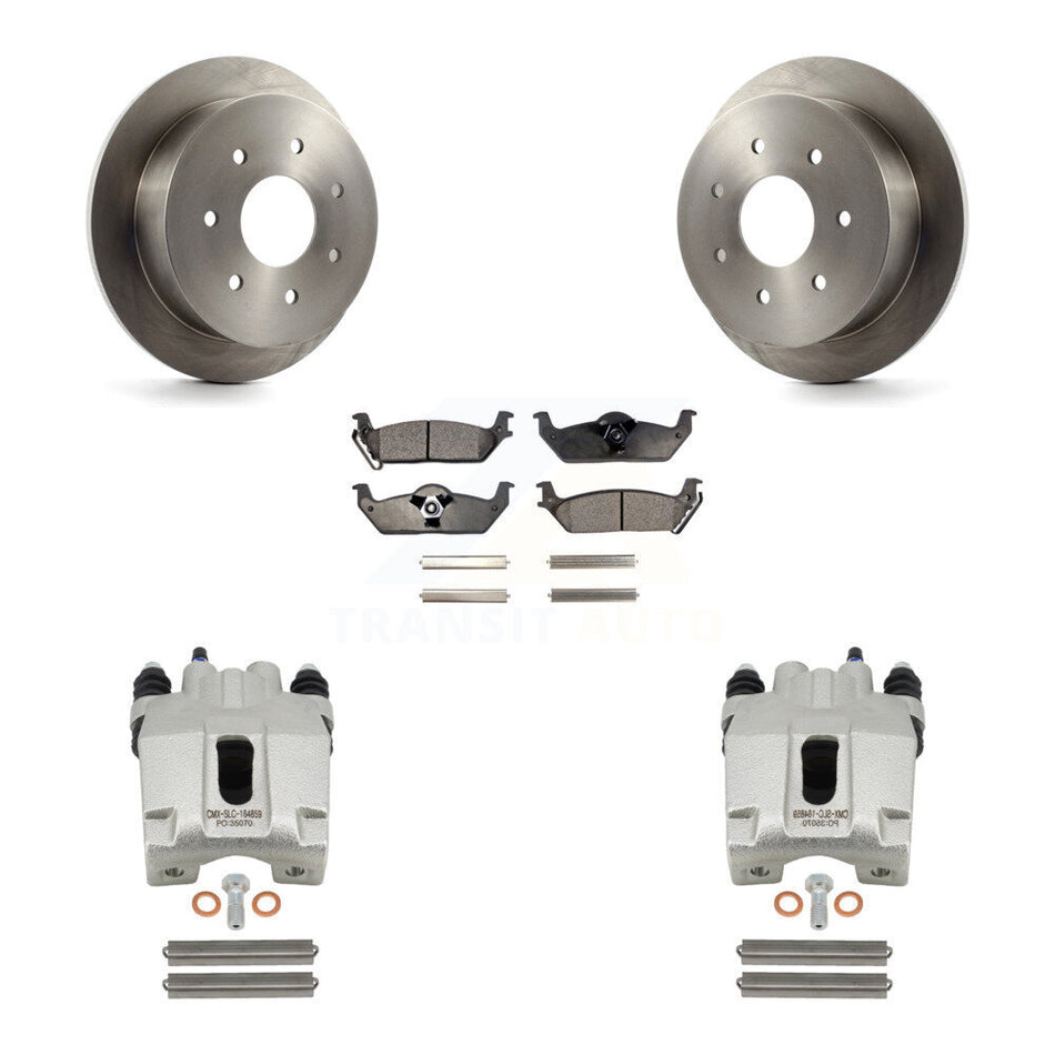 Rear Disc Brake Caliper Rotors And Semi-Metallic Pads Kit For 2004 Ford F-150 With 7 Lug Wheels KC8-100655P