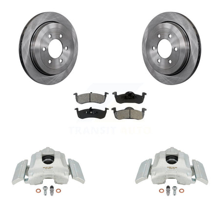 Rear Disc Brake Caliper Rotors And Semi-Metallic Pads Kit For 2007-2017 Ford Expedition Lincoln Navigator KC8-100656S by Transit Auto