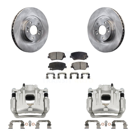 Front Disc Brake Caliper Rotors & Ceramic Pad Kit For Hyundai Santa Fe Sport Kia Sorento KC8-100663T