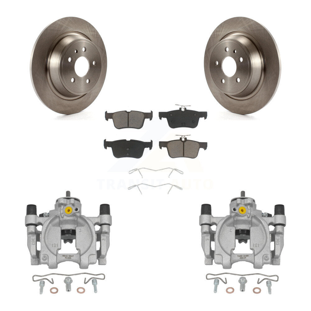 Rear Brake Caliper Rotor Ceramic Pad Kit For 17 Lincoln Continental With 14mm Wheel Lugs KC8-100668C