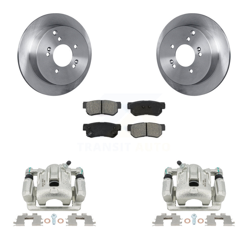 Rear Disc Brake Caliper Rotors And Semi-Metallic Pads Kit For Kia Sportage Hyundai Tucson KC8-100669S by Transit Auto