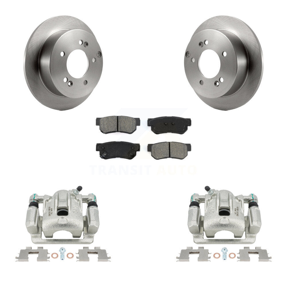 Rear Disc Brake Caliper Rotors And Semi-Metallic Pads Kit For Kia Sportage Hyundai Tucson FWD KC8-100670S by Transit Auto