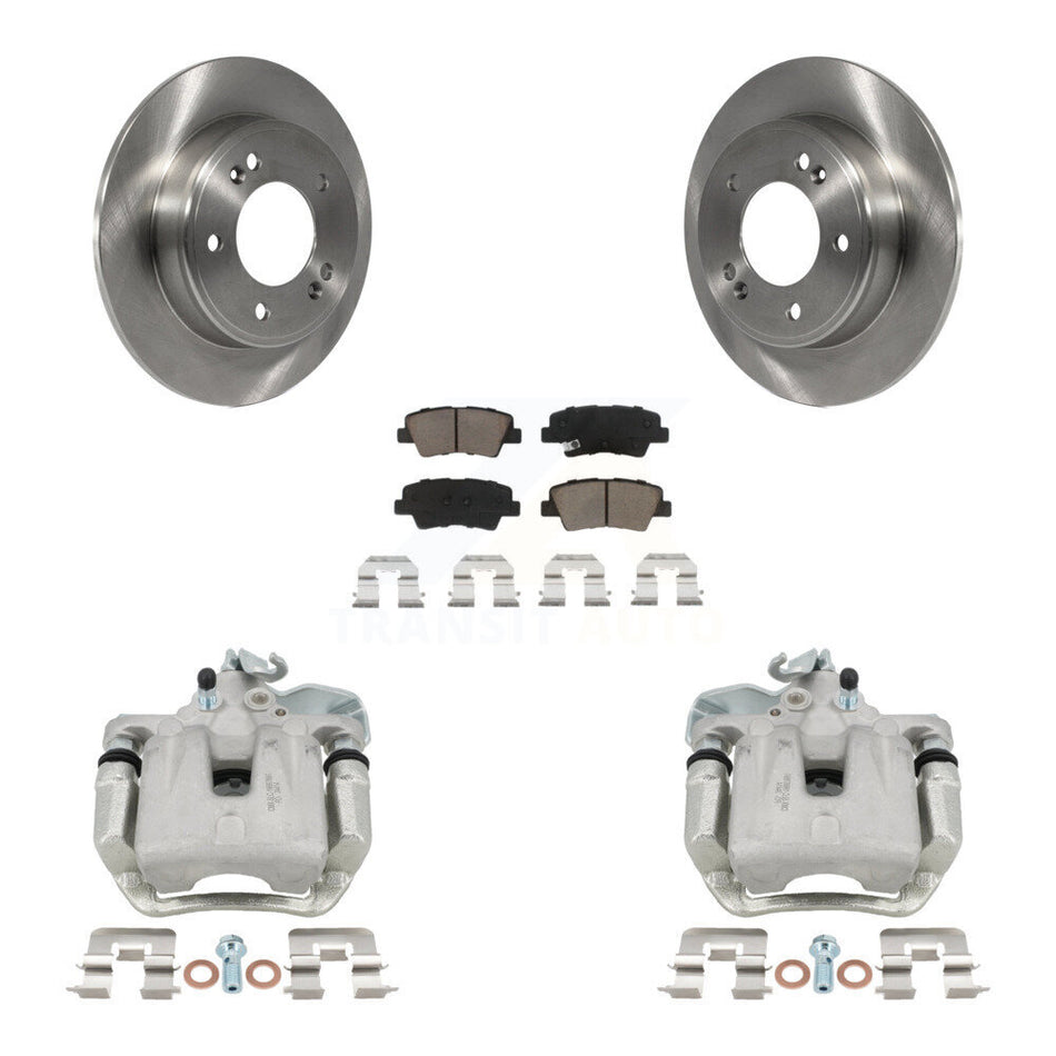 Rear Disc Brake Caliper Rotors And Ceramic Pads Kit For 2014-2016 Kia Soul KC8-100673C