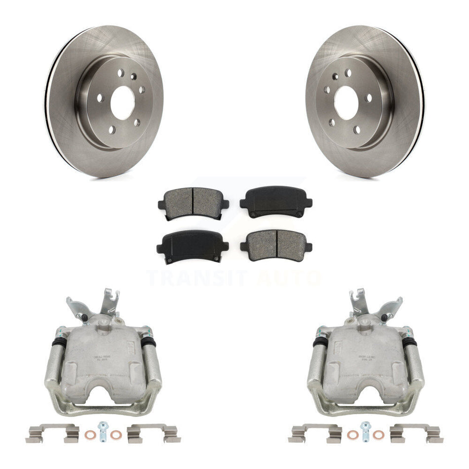 Rear Disc Brake Caliper Rotors And Semi-Metallic Pads Kit For 2014-2015 Chevrolet Malibu 2.0L with Turbocharged With 17" Factory Wheels KC8-100673S by Transit Auto