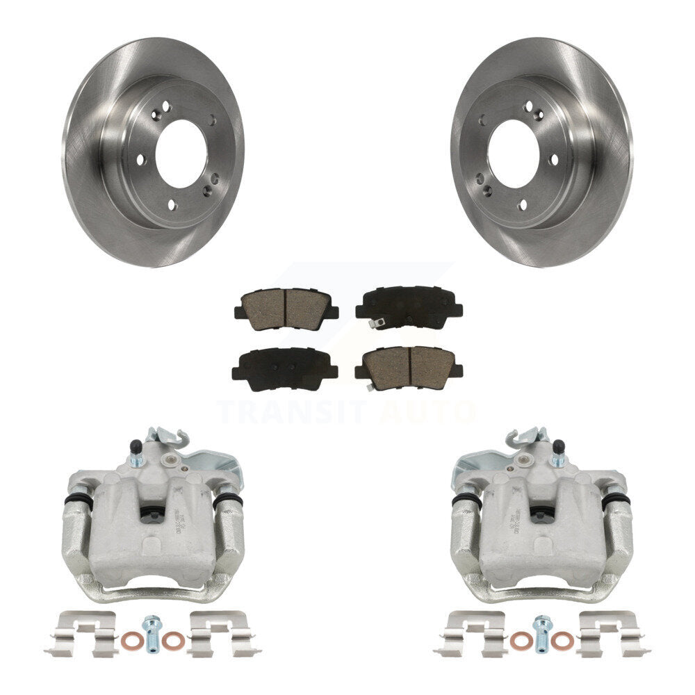 Rear Disc Brake Caliper Rotors And Ceramic Pads Kit For 2017-2018 Kia Soul KC8-100674C