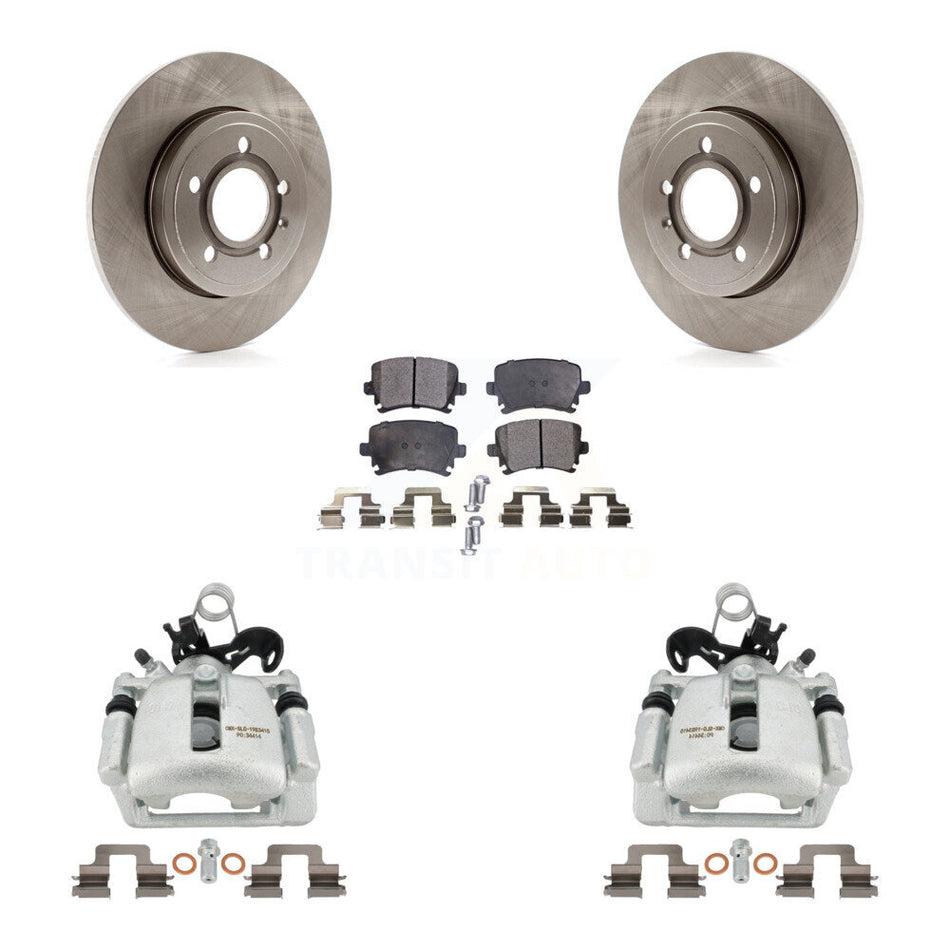 Rear Disc Brake Caliper Rotors And Semi-Metallic Pads Kit For Audi A4 Quattro KC8-100678P by Transit Auto