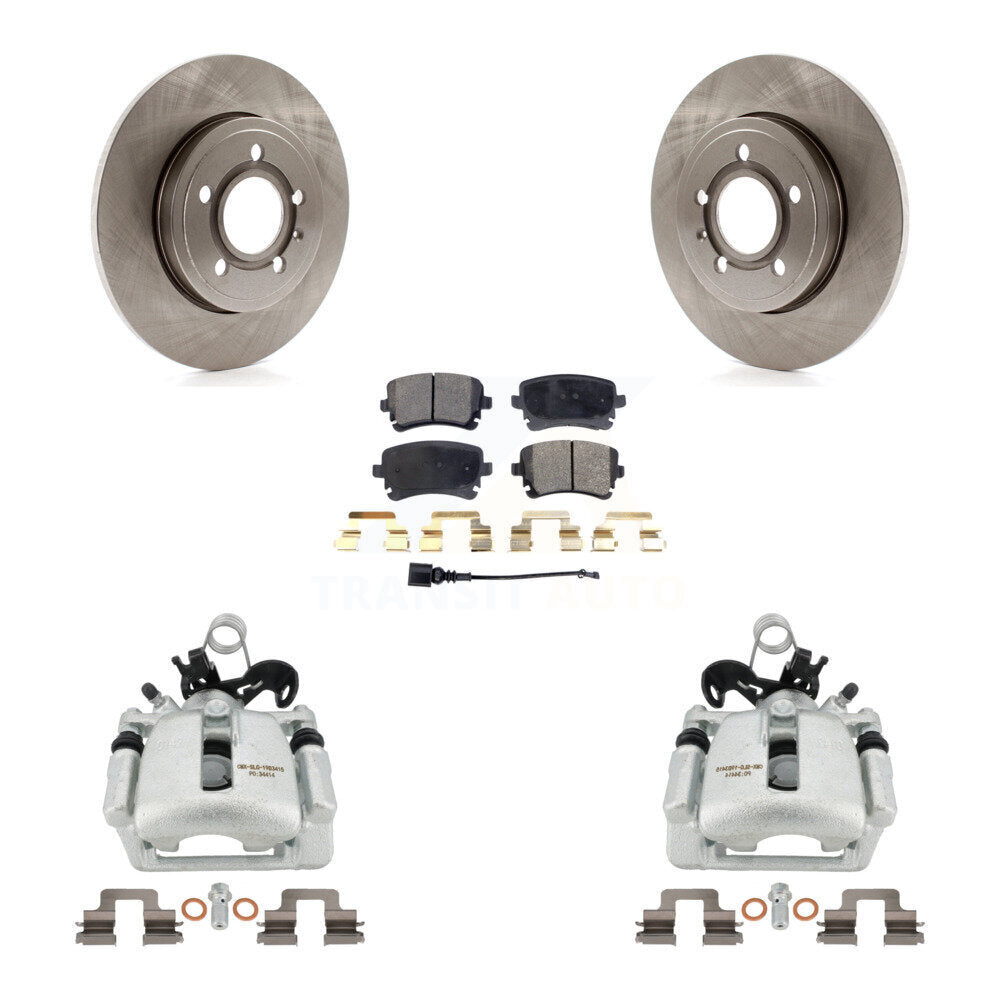 Rear Disc Brake Caliper Rotors And Semi-Metallic Pads Kit For 2008 Audi A4 Quattro With 300mm Diameter Rotor KC8-100679P by Transit Auto