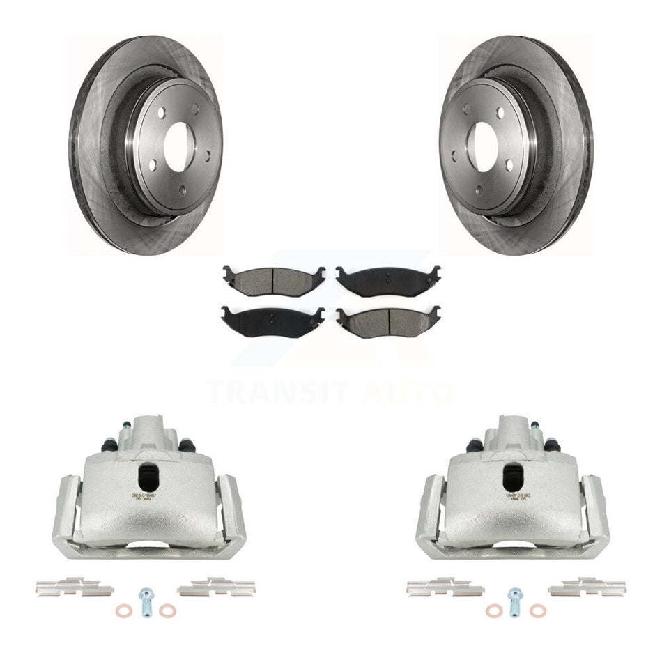 Rear Disc Brake Caliper Rotors And Semi-Metallic Pads Kit For Dodge Ram 1500 KC8-100681S