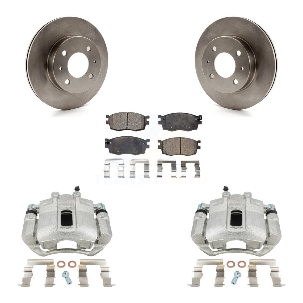 Front Disc Brake Caliper Rotors And Ceramic Pads Kit For 2006 Hyundai Accent Hatchback KC8-100681T by Transit Auto