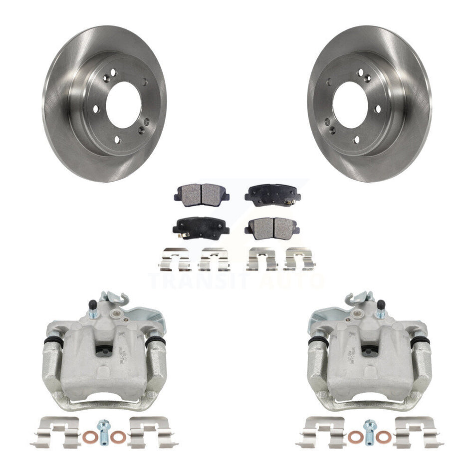Rear Disc Brake Caliper Rotors And Semi-Metallic Pads Kit For 2014-2016 Kia Soul KC8-100684P