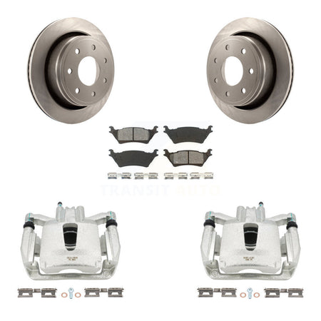 Rear Disc Brake Caliper Rotors And Semi-Metallic Pads Kit For 2012-2014 Ford F-150 With 7 Lug Wheels KC8-100684S by Transit Auto