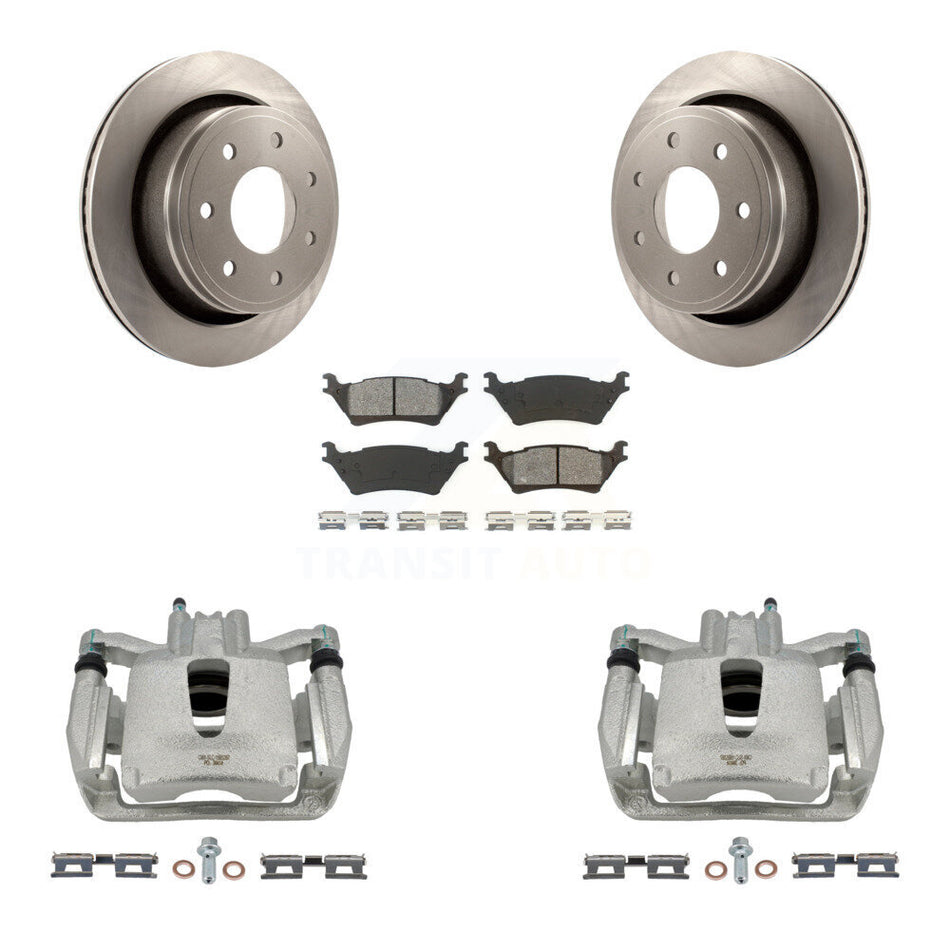 Rear Disc Brake Caliper Rotors And Semi-Metallic Pads Kit For 2012-2014 Ford F-150 With 7 Lug Wheels KC8-100684S