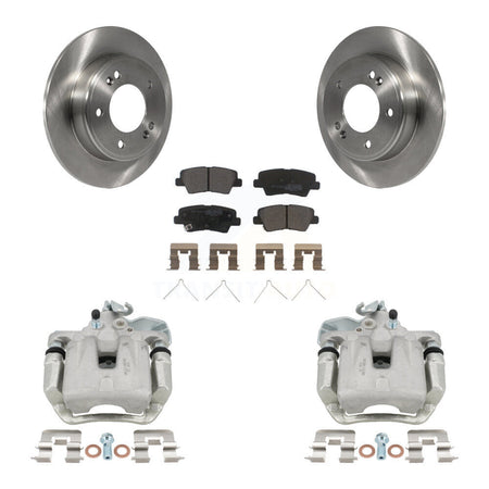 Rear Disc Brake Caliper Rotors And Semi-Metallic Pads Kit For 2017-2018 Kia Soul KC8-100685P