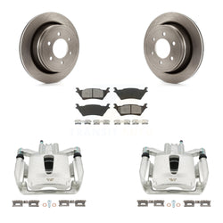 Rear Disc Brake Caliper Rotors And Semi-Metallic Pads Kit For Ford F-150 KC8-100685S