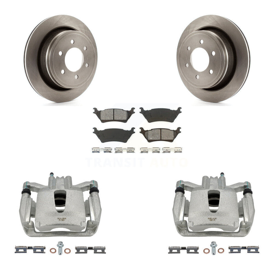 Rear Disc Brake Caliper Rotors And Semi-Metallic Pads Kit For Ford F-150 KC8-100685S