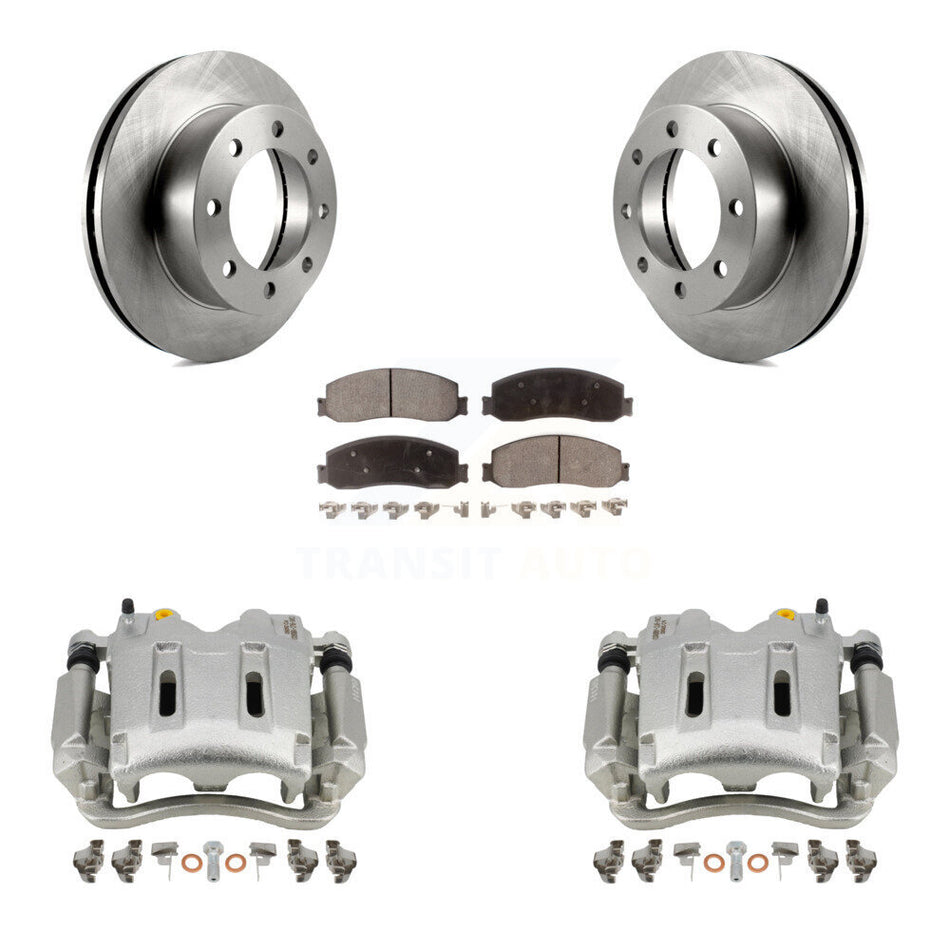 Front Disc Brake Caliper Rotors And Ceramic Pads Kit For Ford F-250 Super Duty F-350 With Single Rear Wheels 4WD KC8-100686T