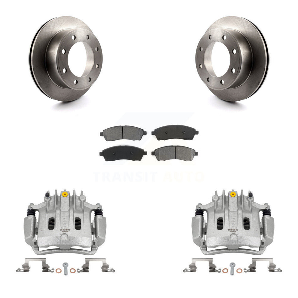 Rear Brake Caliper Rotor Semi-Metallic Pad Kit For Ford F-350 Super Duty F-250 Excursion KC8-100687S