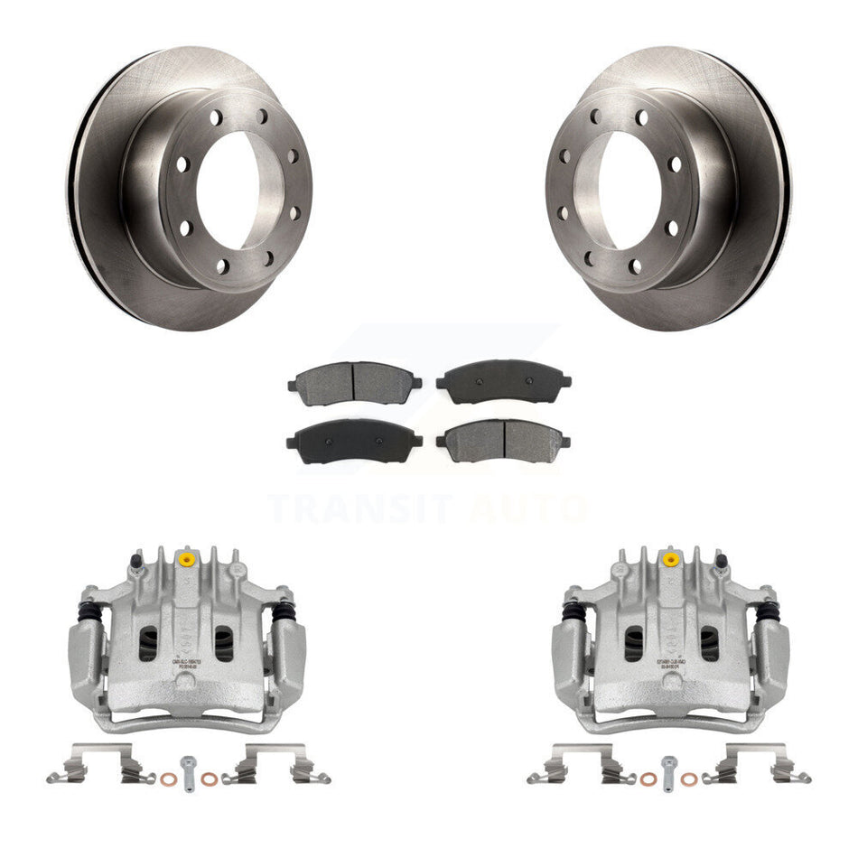 Rear Brake Caliper Rotor Semi-Metallic Pad Kit For Ford F-350 Super Duty F-250 Excursion KC8-100687S