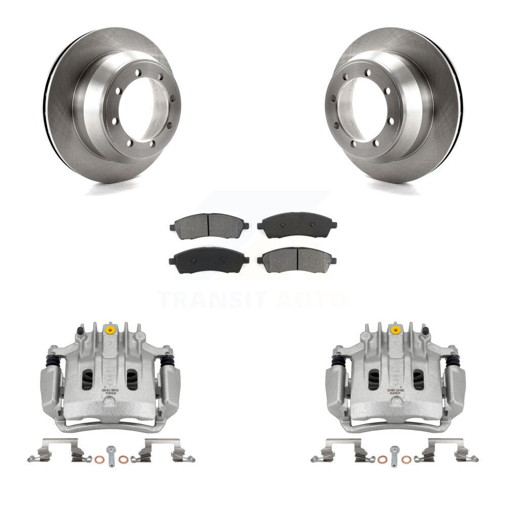 Rear Disc Brake Caliper Rotors And Semi-Metallic Pads Kit For Ford F-350 Super Duty KC8-100688S